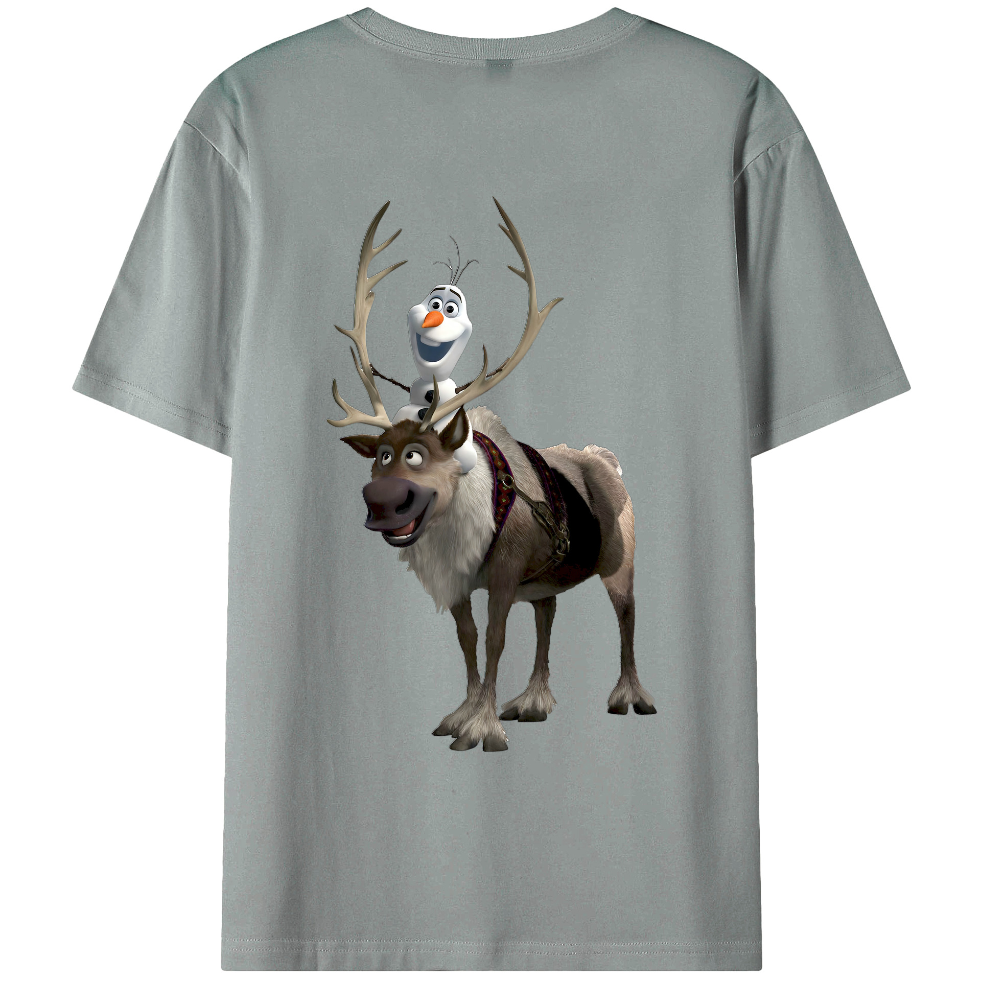 （画像用） アナと雪の女王 アンナ エルサ Frozen Anna Elsa 綿100％ メンズ半袖Tシャツ（バックプリント） 通気性
